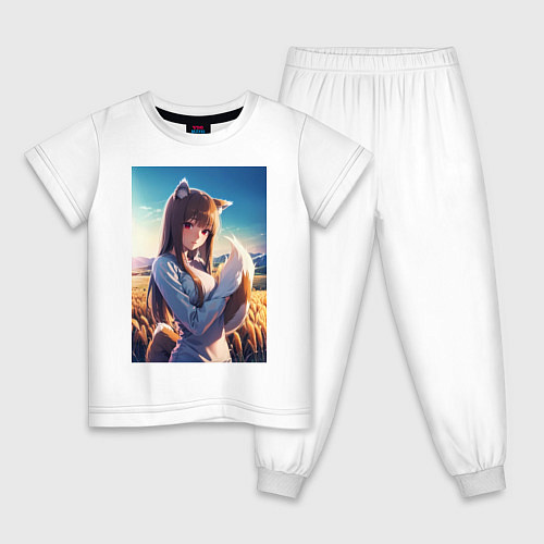 Детская пижама Волчица и пряности Холо в поле / Белый – фото 1