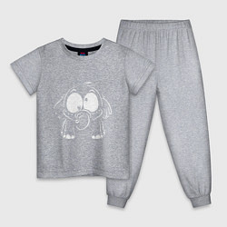Пижама хлопковая детская Белый слон, цвет: меланж
