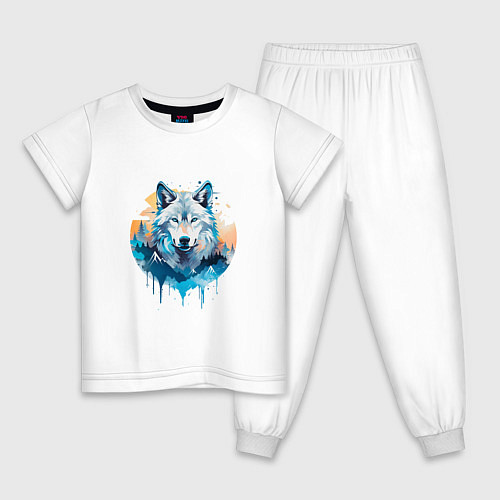 Детская пижама Волк в первых лучах солнца / Белый – фото 1