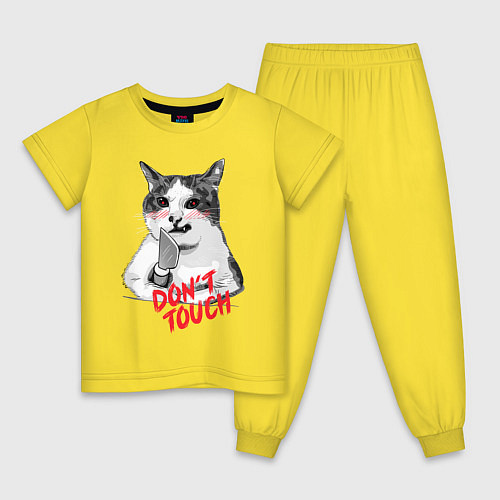 Детская пижама Суровый кот с ножом / Желтый – фото 1