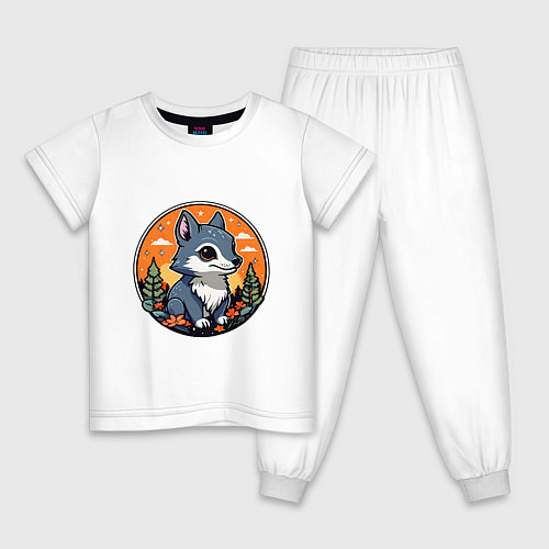 Детская пижама Звездный волчонок / Белый – фото 1