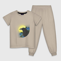 Детская пижама Чёрный ворон на ветке под луной