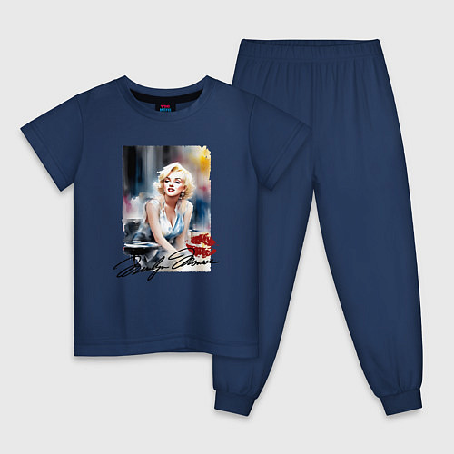 Детская пижама Мэрилин Монро - звезда / Тёмно-синий – фото 1