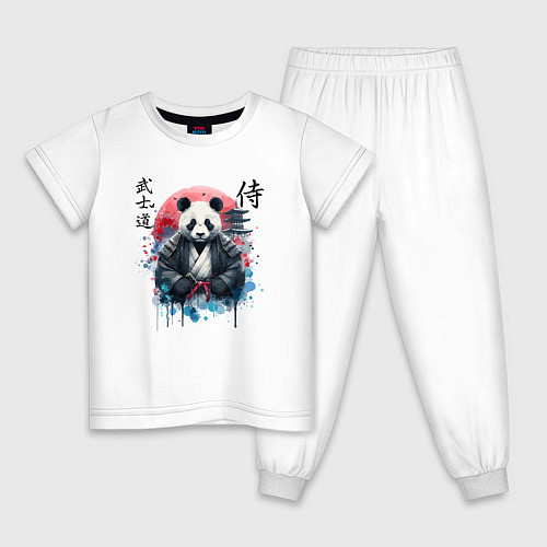 Детская пижама Panda - bushido samurai code / Белый – фото 1