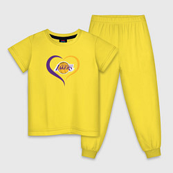 Пижама хлопковая детская LA Lakers в сердце, цвет: желтый