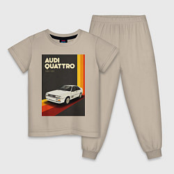 Пижама хлопковая детская Audi Quattro автомобиль, цвет: миндальный