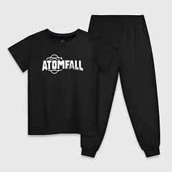 Пижама хлопковая детская Atomfall logo, цвет: черный