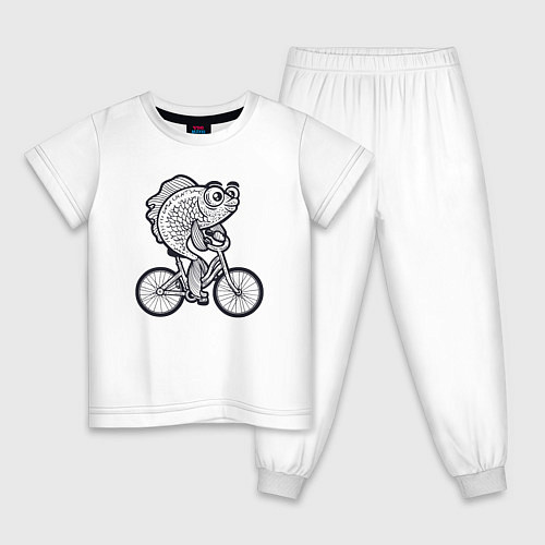 Детская пижама Рыбка на велике / Белый – фото 1