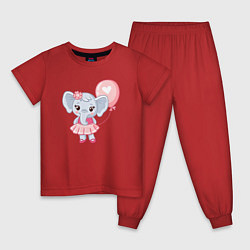 Пижама хлопковая детская Elephant baby, цвет: красный