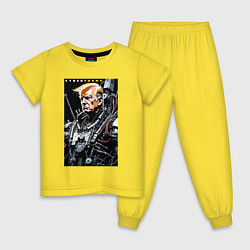 Пижама хлопковая детская Cyber Trump - ai art fantasy, цвет: желтый