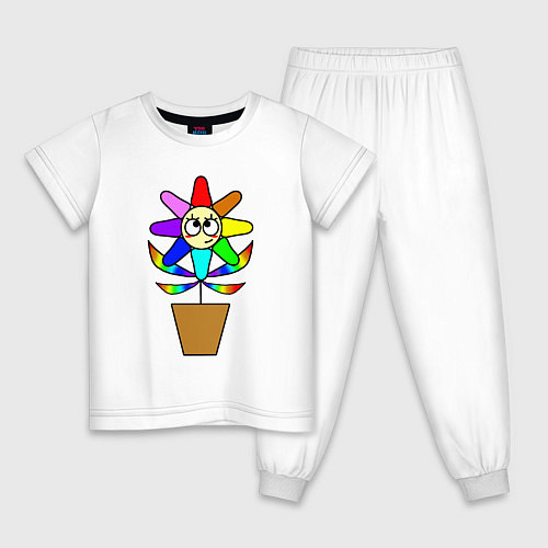 Детская пижама Цветок Радуга / Белый – фото 1