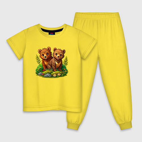 Детская пижама Два медвежонка / Желтый – фото 1