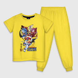 Пижама хлопковая детская Samurai pizza cats, цвет: желтый