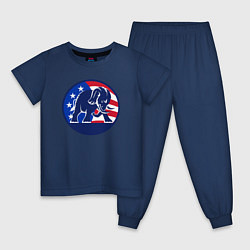 Пижама хлопковая детская Слон - США, цвет: тёмно-синий