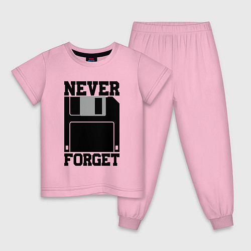 Детская пижама Дискета - никогда не забуду - ретро диск / Светло-розовый – фото 1