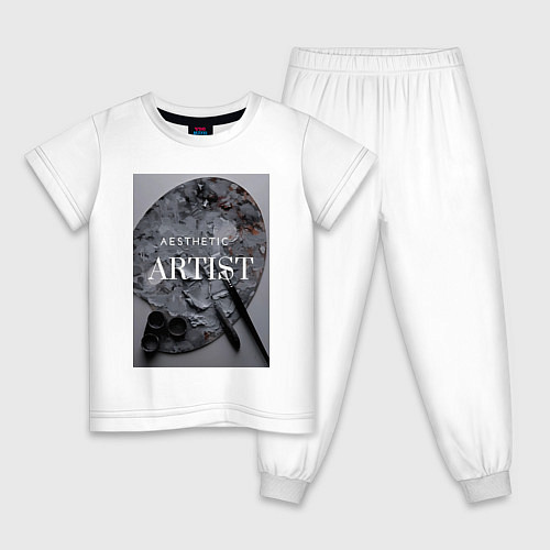 Детская пижама Художник палитра aesthetic / Белый – фото 1