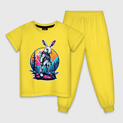 Детская пижама Неоновый заяц астронавт в космосе