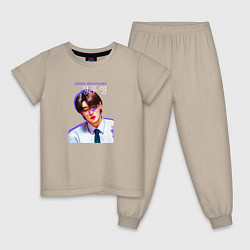 Пижама хлопковая детская Jeong Wooyoung Ateez, цвет: миндальный