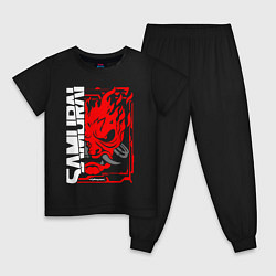 Пижама хлопковая детская Cyberpunk samurai, цвет: черный