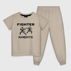 Пижама хлопковая детская Fighters karate, цвет: миндальный
