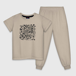 Детская пижама Абстрактные цветы и линии