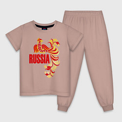 Пижама хлопковая детская Russia, цвет: пыльно-розовый