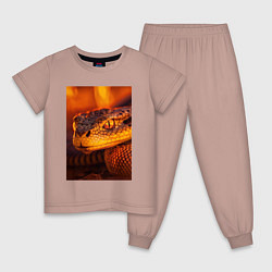Пижама хлопковая детская Огненная змея, цвет: пыльно-розовый
