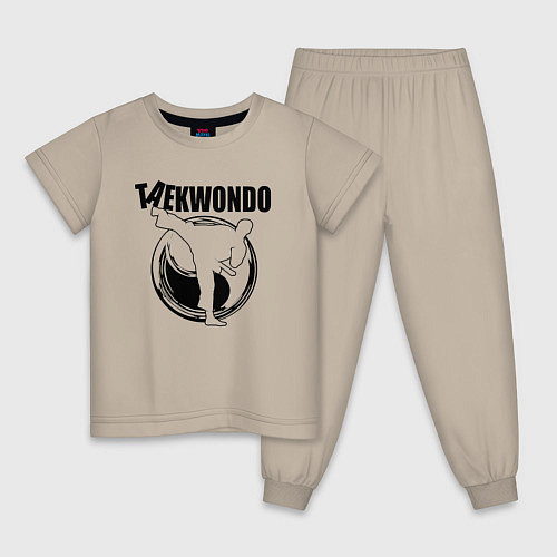 Детская пижама Тхэквондо удар ногой / Миндальный – фото 1