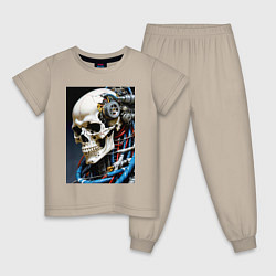 Детская пижама Кибер череп - нейроарт фантазия