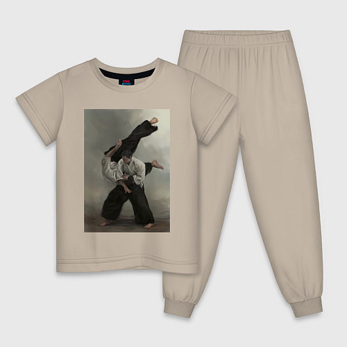 Детская пижама Айкидо бросок / Миндальный – фото 1