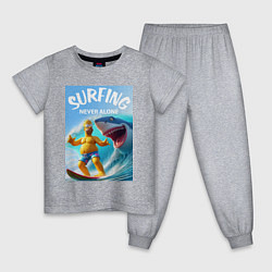 Детская пижама Homer Simpson and shark - surfing never alone