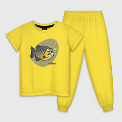 Пижама хлопковая детская Рыбка пиранья, цвет: желтый