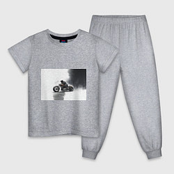 Пижама хлопковая детская Крутой байкер скетч, цвет: меланж