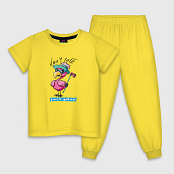 Детская пижама Розовый фламинго играет в гольф