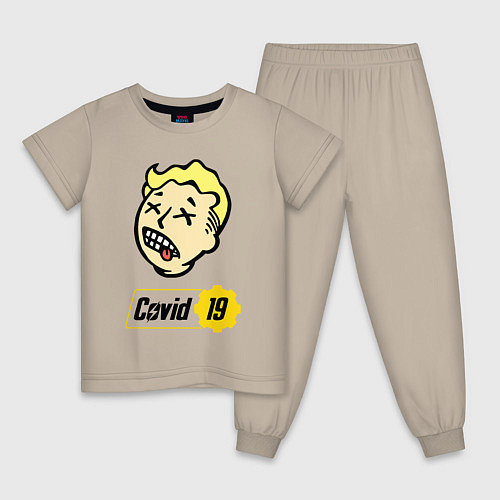 Детская пижама Vault boy - covid 19 / Миндальный – фото 1