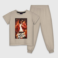Пижама хлопковая детская Michael Jackson in the red jacket, цвет: миндальный