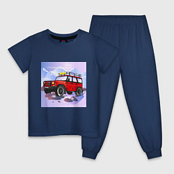 Пижама хлопковая детская Внедорожник УАЗ Хантер, цвет: тёмно-синий