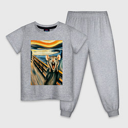 Пижама хлопковая детская Мышка кричит на картине Эдварда Мунка - мем искусс, цвет: меланж