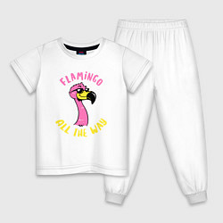 Пижама хлопковая детская Flamingo all the way, цвет: белый