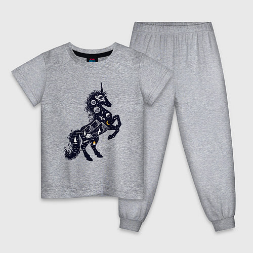 Детская пижама Космический единорог на природе / Меланж – фото 1