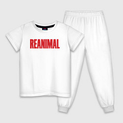 Пижама хлопковая детская Reanimal logo, цвет: белый