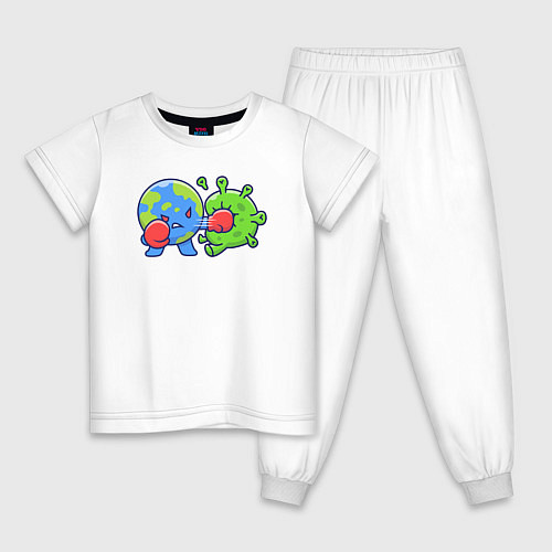 Детская пижама Удар по вирусу / Белый – фото 1