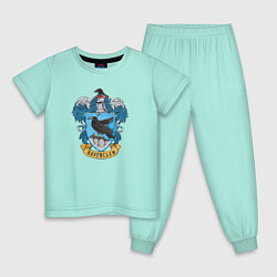 Пижама хлопковая детская Ravenclaw факультет, цвет: мятный