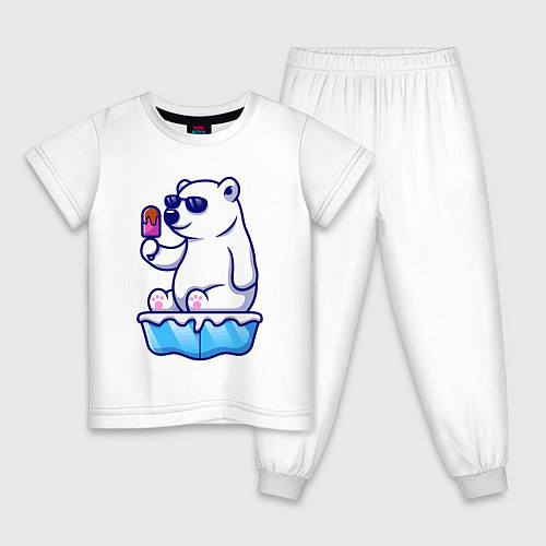 Детская пижама Мишка с мороженым / Белый – фото 1