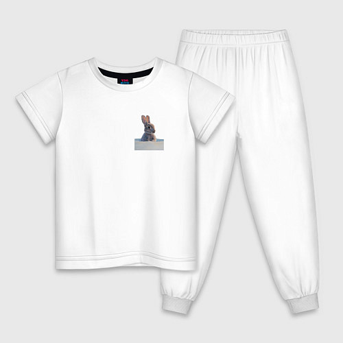 Детская пижама Заяц зимний в сугробе / Белый – фото 1