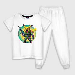 Пижама хлопковая детская Cool Pikachu - special forces, цвет: белый