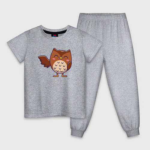 Детская пижама Привет от совы / Меланж – фото 1