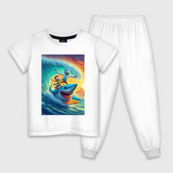 Детская пижама Рик и Морти - сёрфинг на акуле