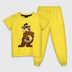 Пижама хлопковая детская Мишка-почтальон, цвет: желтый