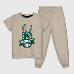 Детская пижама Milwaukee Bucks cream city